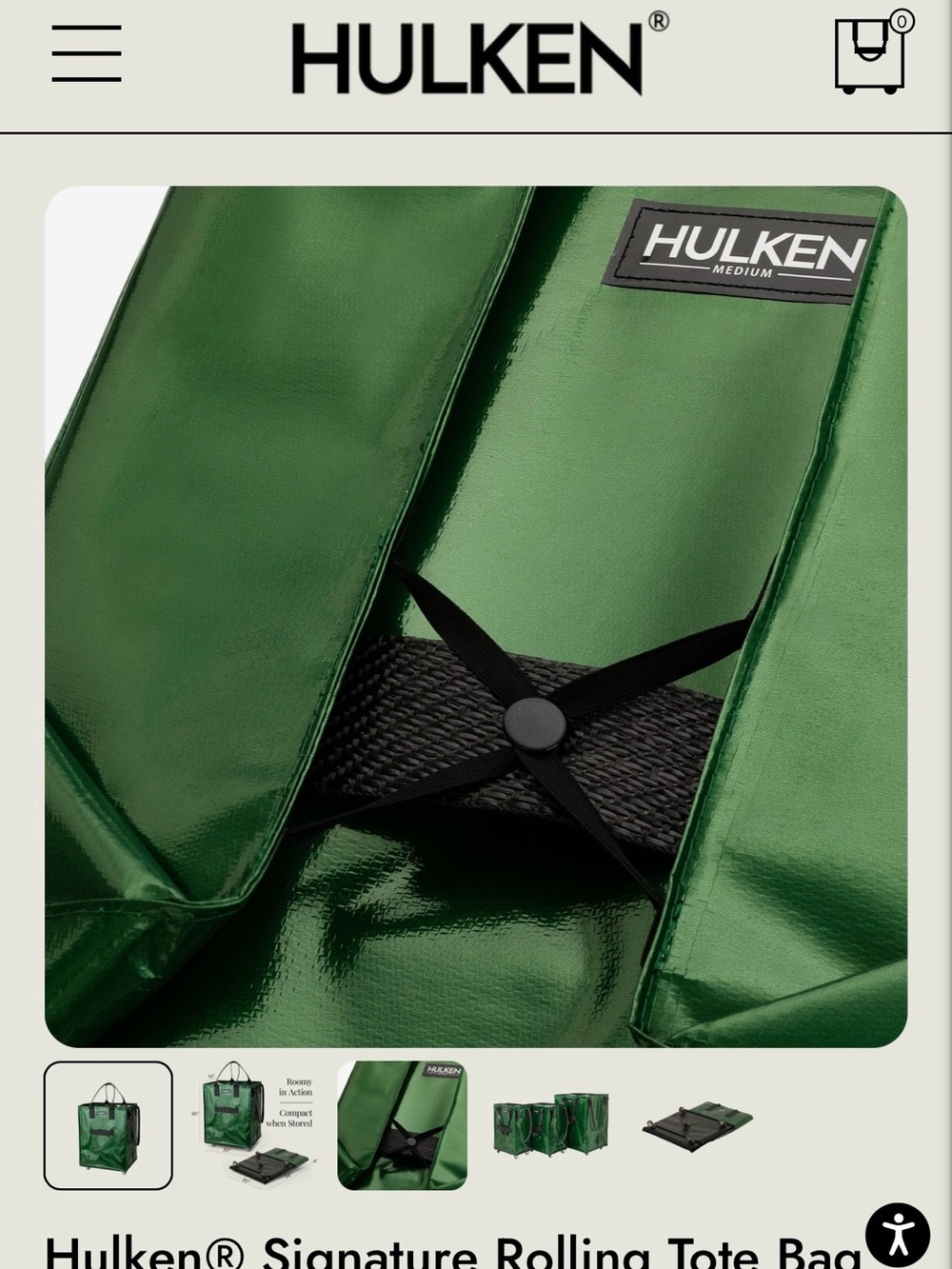 Hulken Metalliac Green  Signature Rolling Tote Bag - Picture 3 of 13